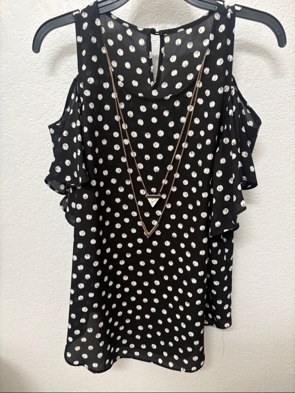 Black Polka Dot Blouse - White Dot Print